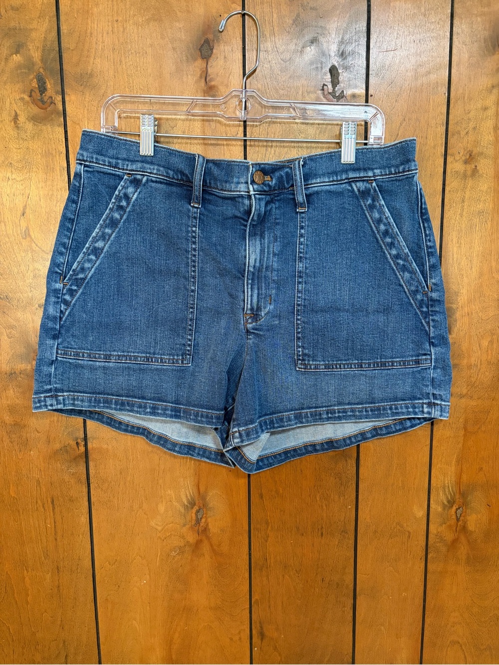 J. Crew Denim Patch-Pocket Jean Shorts in Dark Blue